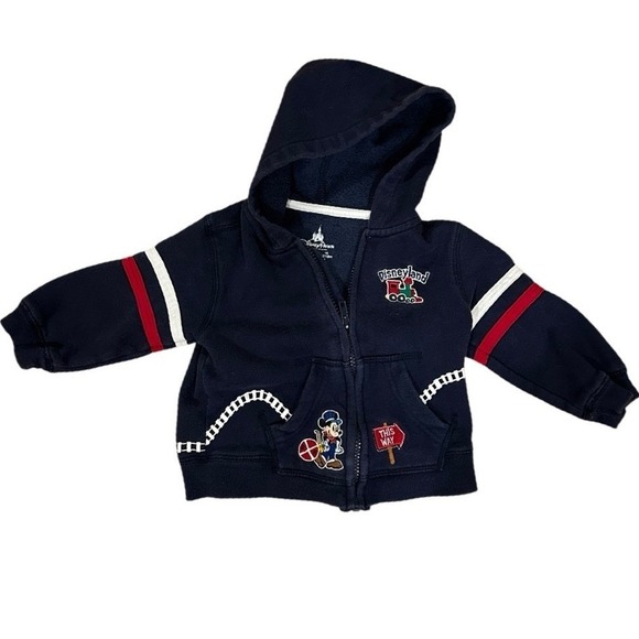 Disneyland Railroad Mickey Mouse Zip Up Hoodie Sz 18Months, Goofy, Pluto, Donald - Picture 1 of 4